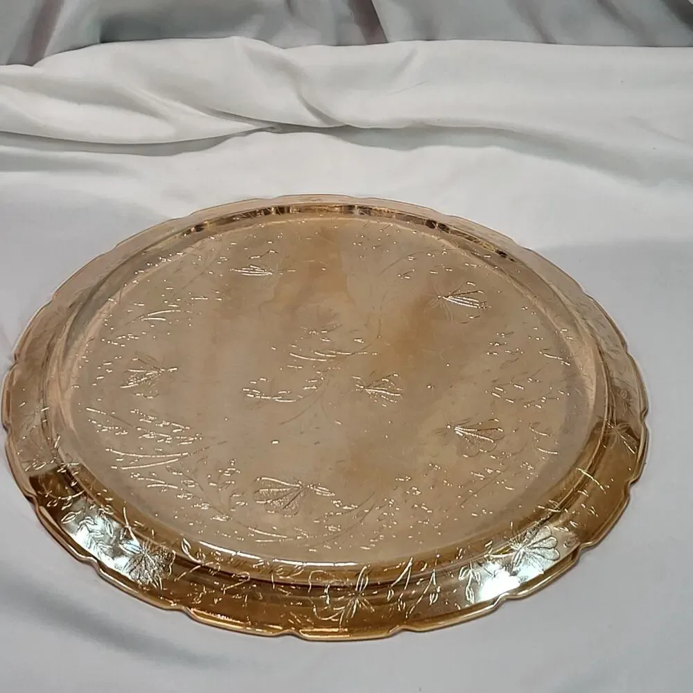 Jeannette Glass Peach Amber Plate 11